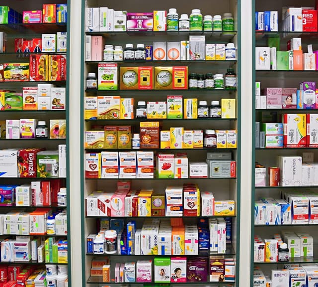 shelves stocked with popular health products at Southside Family Pharmacy